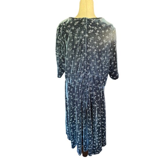Collectif X ModCloth Plus Size Dress US 24 Blue Velvet Star Pattern - Picture 4 of 9